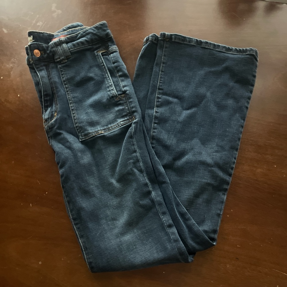 Pilcro Indigo High-Rise Wide Leg Jeans
